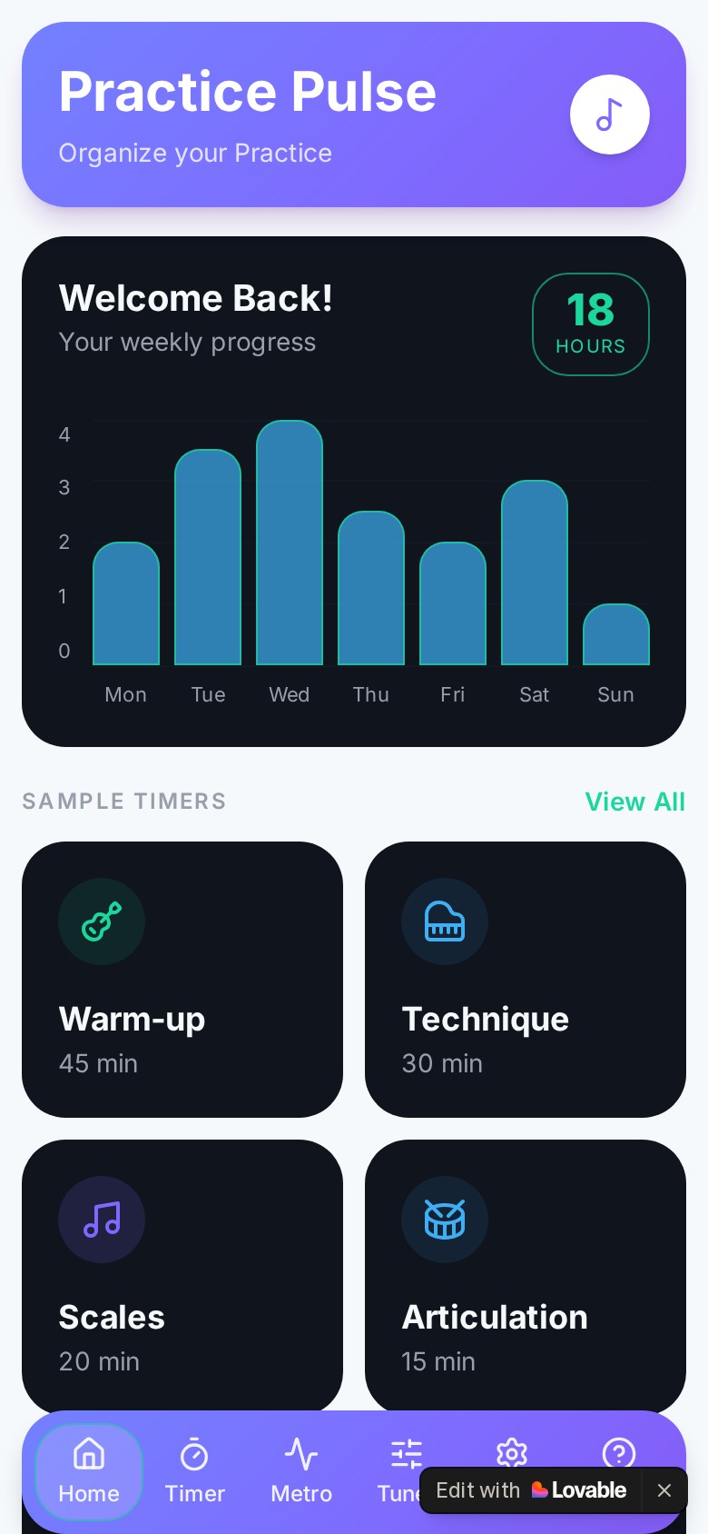 Practice Pulse project screenshot